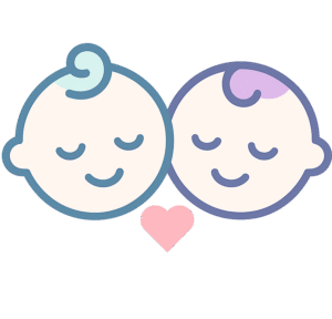 Twee baby gezichtjes met een hartje