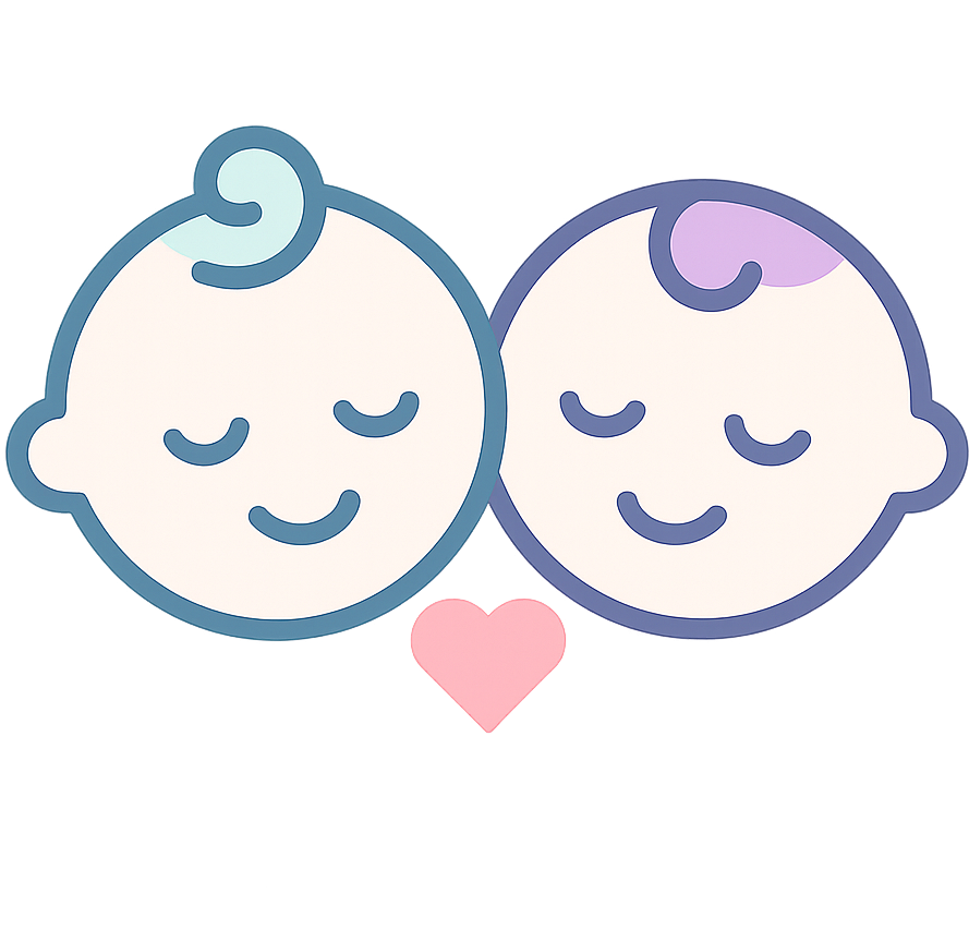 Twee baby gezichtjes met een hartje